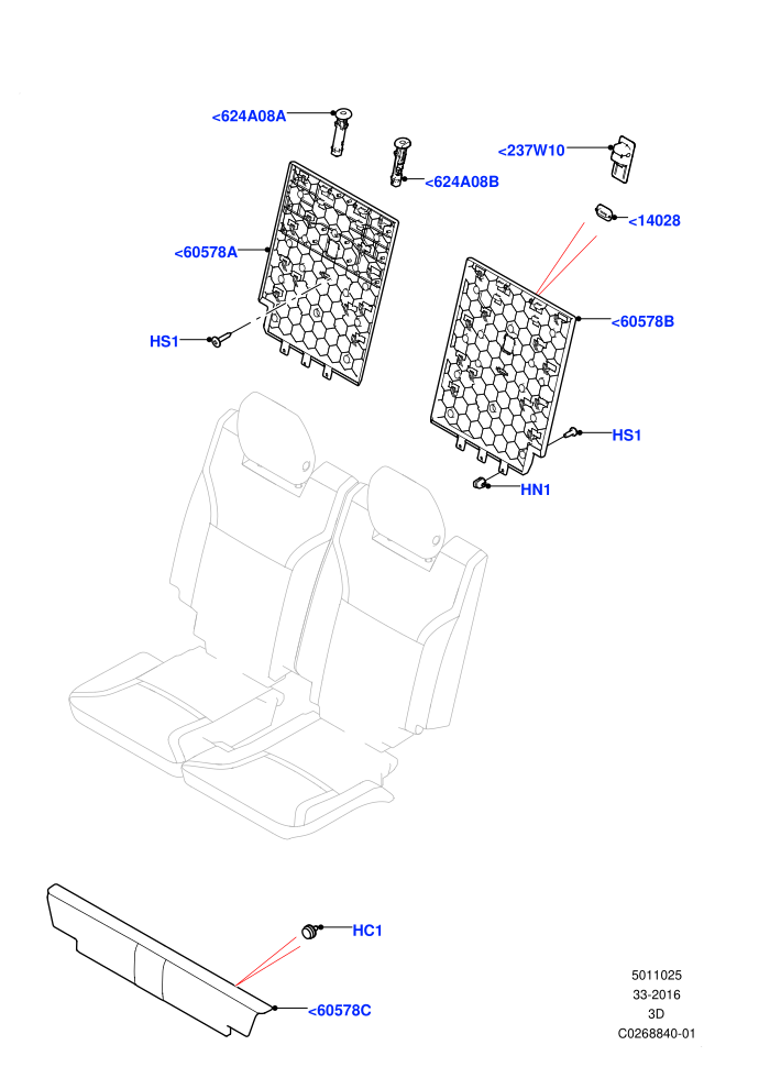 Rear Seat Back (Version - Core,With 7 Seat Configuration)(Row 3,Solihull Plant Build)((V)FROMHA000001)