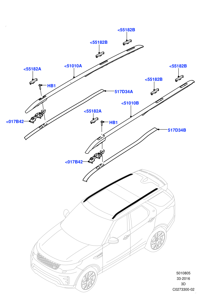 Roof Rack Systems (Roof Rack - Black,Roof Rack - Silver Painted Rails)(Solihull Plant Build)((V)FROMHA000001)