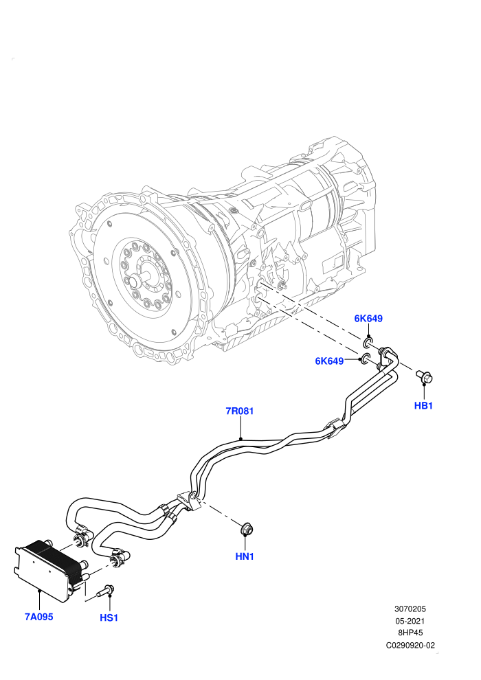 Transmission Cooling Systems (2.0L I4 High DOHC AJ200 Petrol,8 Speed Auto Trans ZF 8HP45)(Nitra Plant Build)((V)FROMK2000001)