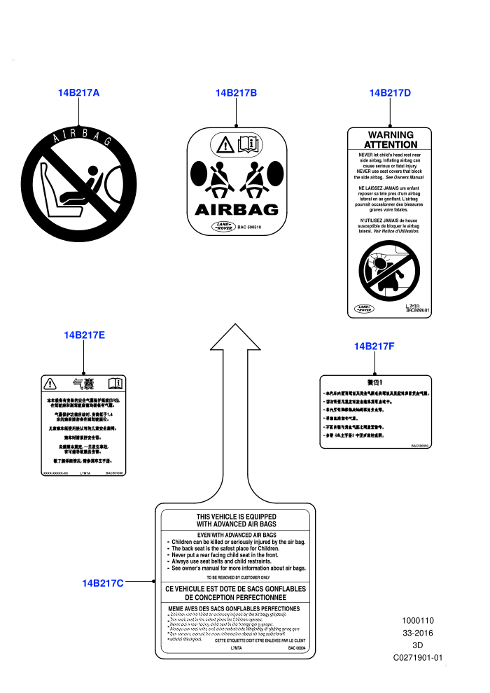 Labels (Air Bag,Solihull Plant Build)((V)FROMHA000001)