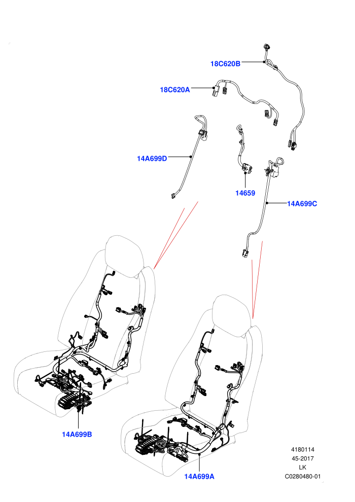 Wiring - Seats (LHD)(Front Seats)((V)TOJA999999 (V)FROMJA000001)