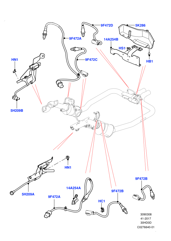 Exhaust Sensors And Modules (3.0L DOHC GDI SC V6 PETROL,Beijing 6 Petrol Emission)