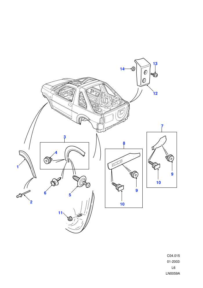 Body Mouldings (3 Door Soft Back/Hard Back)((V)TO1A999999)