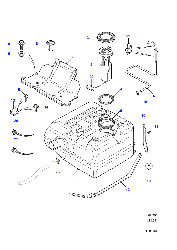 Fuel Tank Pump And Mountings (2.5L 4 Cyl TDi L/R,Td5 2.5L I5)((V)FROMWA159807)