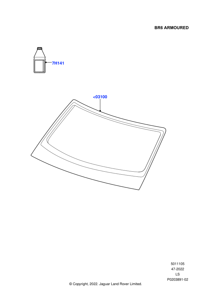 Windscreen/Inside Rear View Mirror (4050KG ECWVTA,With B6 Level Armouring)((V)FROM9A000001)