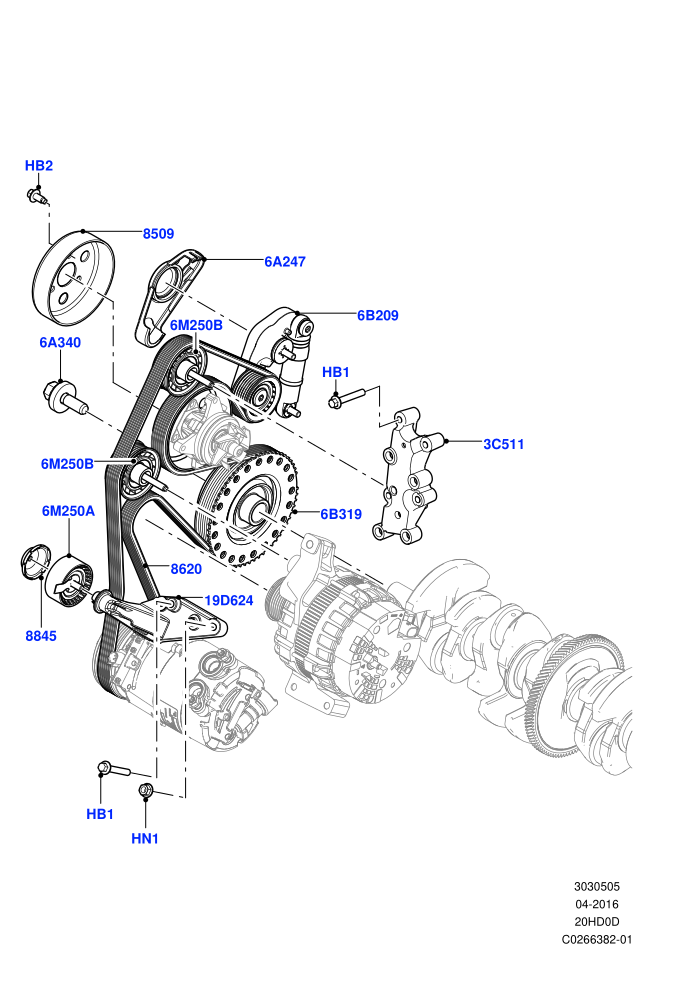 Pulleys And Drive Belts (2.0L 16V TIVCT T/C 240PS Petrol,Itatiaia (Brazil))((V)FROMGT000001)