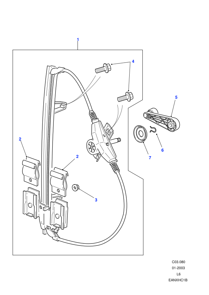 Regulator-Side Door Window-Rear (5 Door Station Wagon,With Manual Rear Windows)