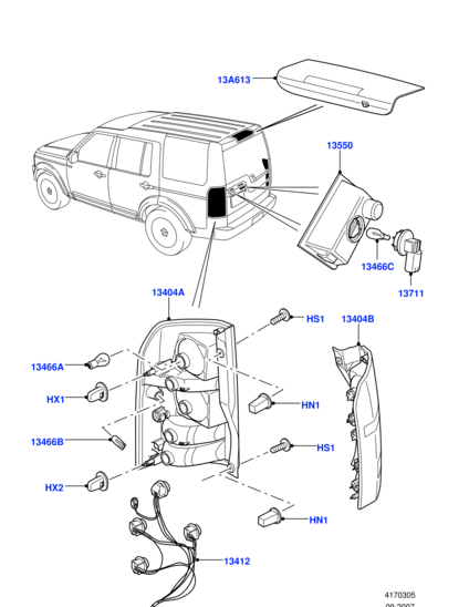 XFB000563 LAND ROVER Фонарь заднего крыла правый D3