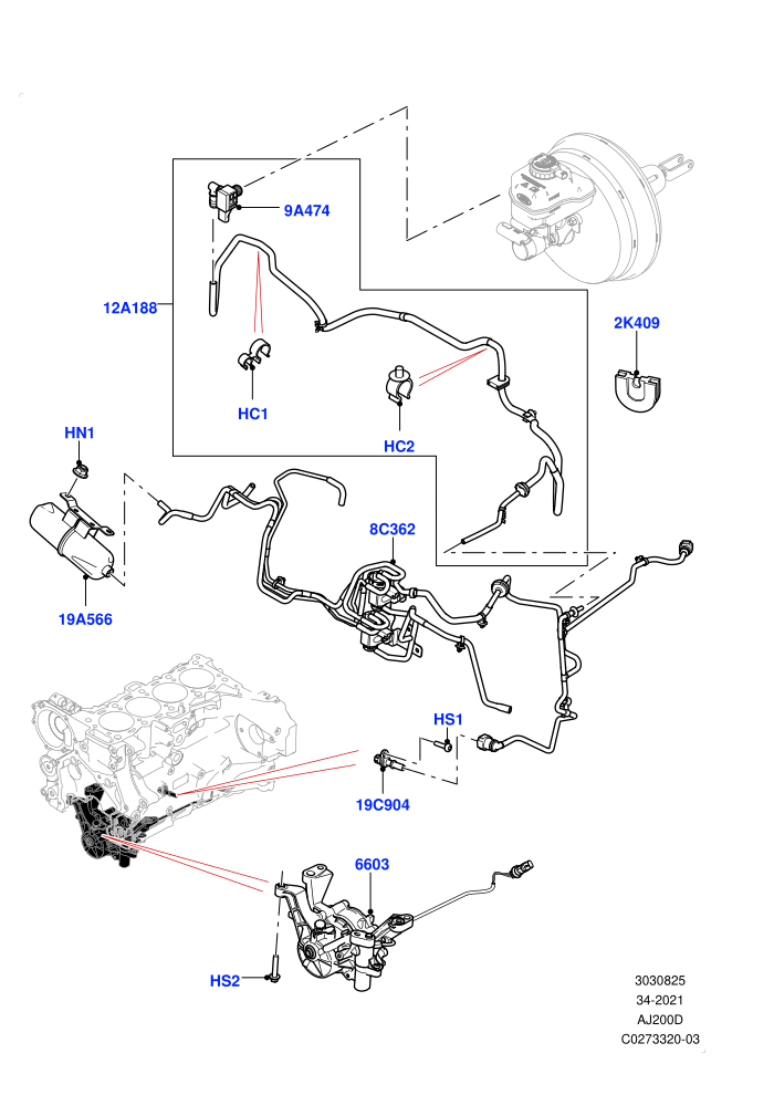 Vacuum Control And Air Injection (2.0L I4 DSL HIGH DOHC AJ200,RHD)(Solihull Plant Build)((V)FROMHA000001)