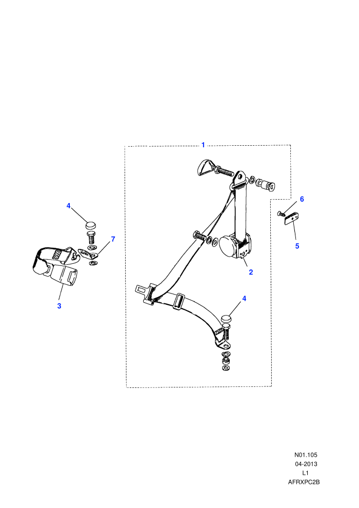 Rear Seat Belt-Forward Facing-Outer-Static Type (110,130 Wheelbase)