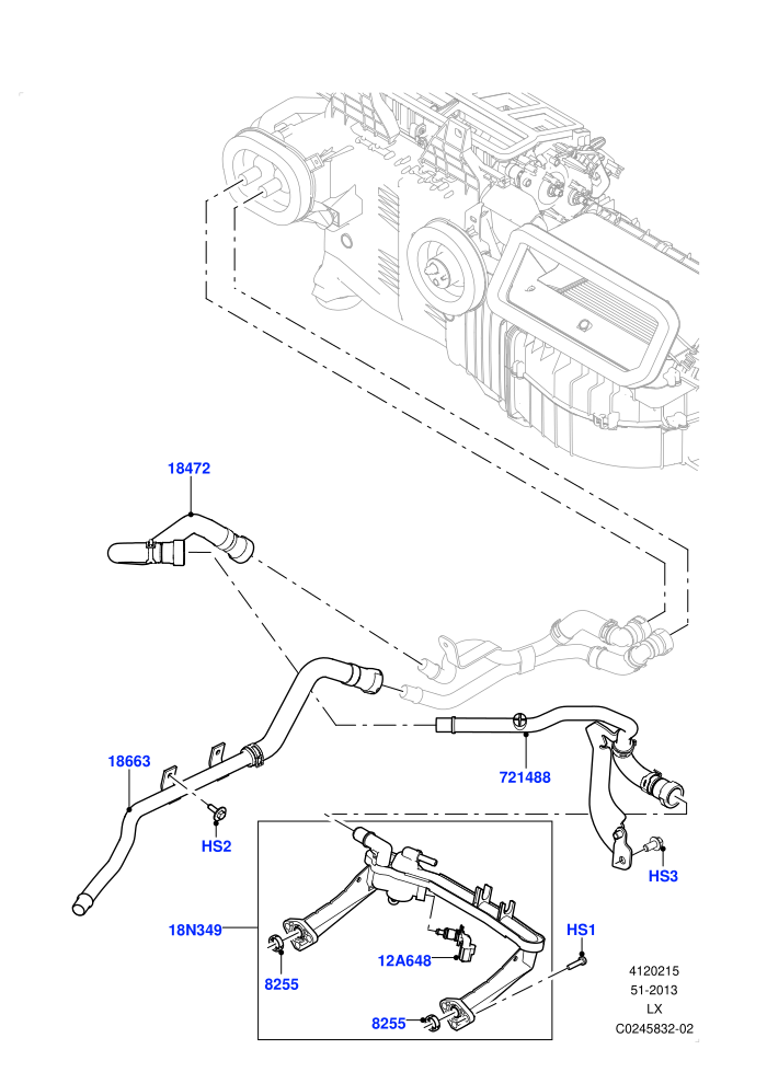 Heater Hoses (3.0L DOHC GDI SC V6 PETROL,Less Heater,With Fresh Air Heater,With Ptc Heater)(Front)