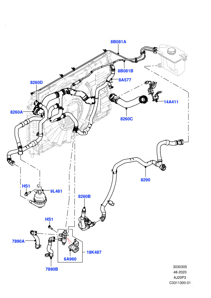 Cooling System Pipes And Hoses (1.5L AJ20P3 Petrol High PHEV,Changsu (China))(Combustion Unit)