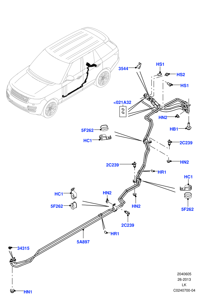 Active Anti-Roll Bar System (4.4L DOHC DITC V8 Diesel,5.0 Litre supercharged enhanced,5.0 Petrol AJ133 DOHC CDA,5.0L OHC SGDI SC V8 Petrol - AJ133,With ACE Suspension)(ARC Pipes,Rear)((V)TOJA999999)