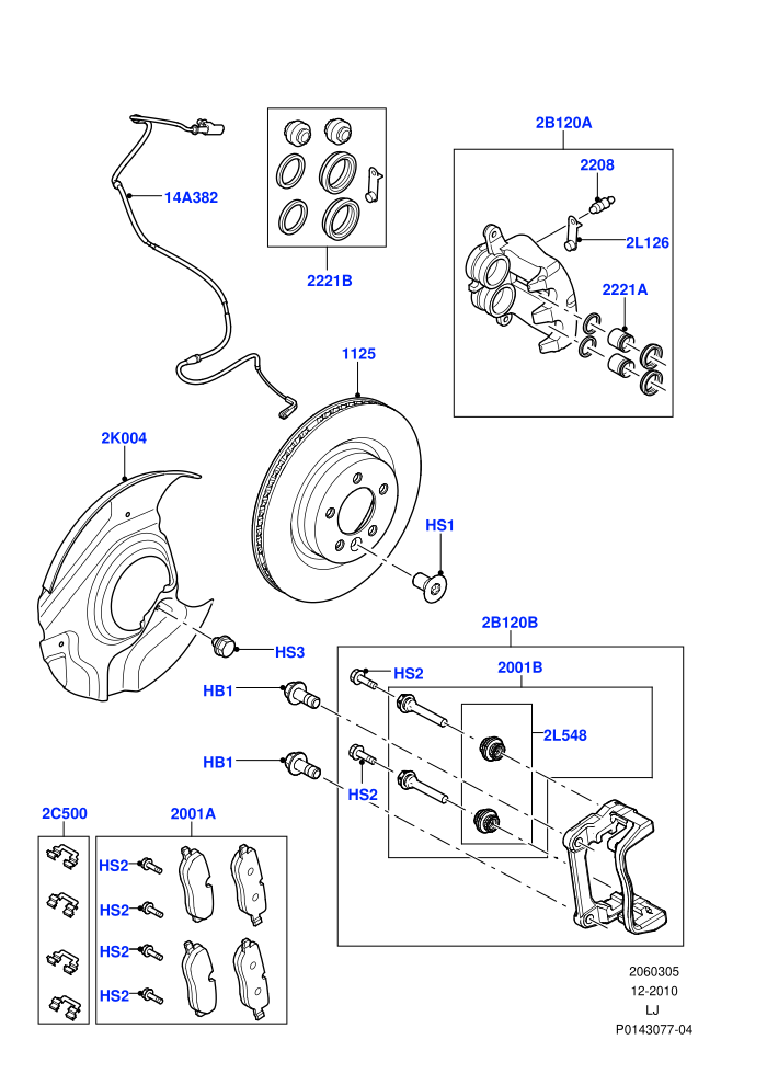 Front Brake Discs And Calipers (AJ Petrol 4.4 V8 EFI (220KW),M57 D30 3.0 Diesel)((V)TO9A999999 (V)FROM6A000001)
