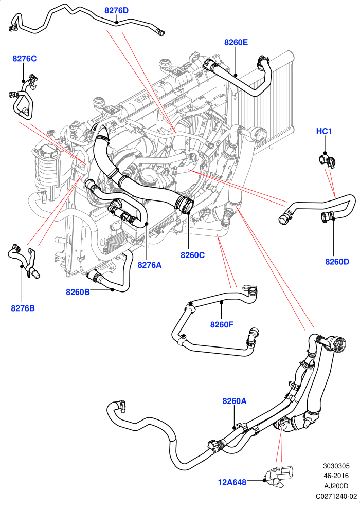 Cooling System Pipes And Hoses (2.0L I4 DSL HIGH DOHC AJ200)(Solihull Plant Build)((V)TOJA999999 (V)FROMHA000001)