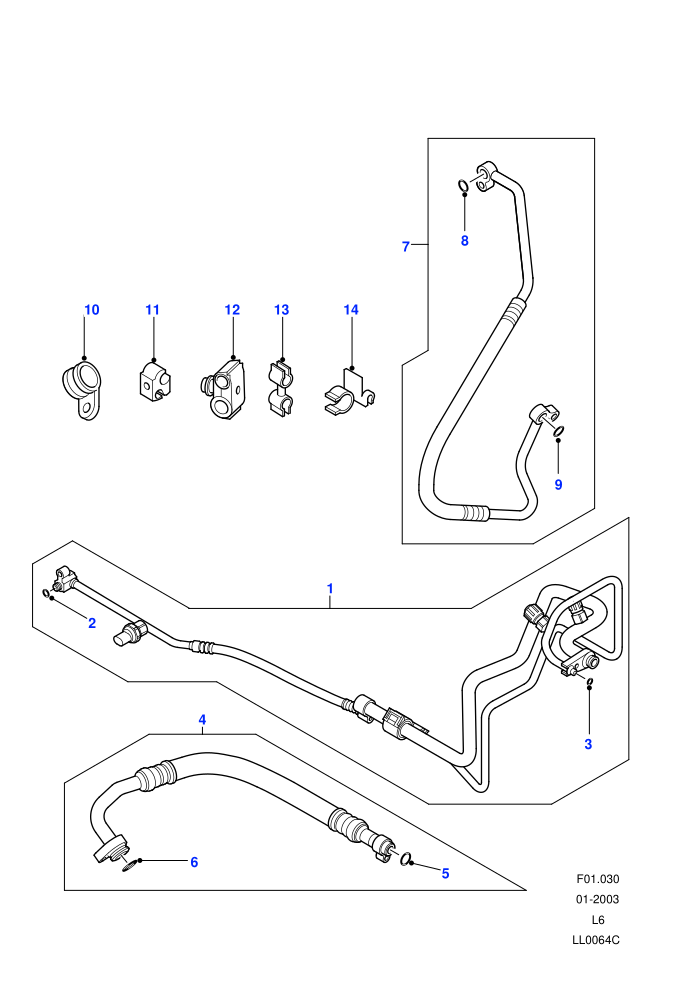 Air Conditioning - Pipes & Hoses (2.5 KV6 Petrol,LHD)((V)FROM1A000001)
