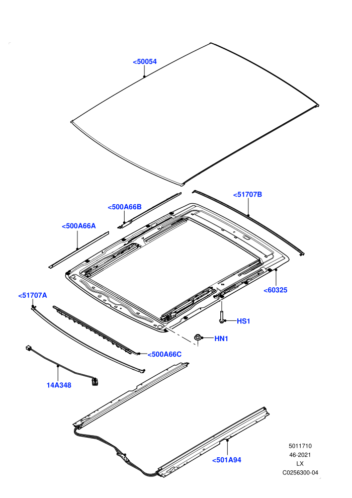 Sliding Roof Mechanism And Controls (With Roof Conversion-Panorama Roof)(Sunroof Frame)((V)FROMFA000001)
