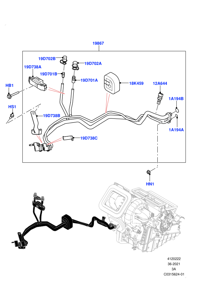 Air Conditioning System (A/C HF01234YF w/o Intrnl HT Exchng,Electric Engine Battery-MHEV,Halewood (UK),Less Chiller Unit,Less Electric Engine Battery)((V)FROMNH000001)