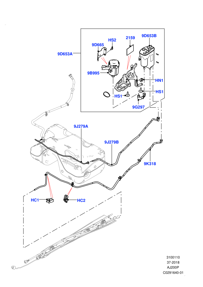 Fuel Lines (2.0L I4 High DOHC AJ200 Petrol,2.0L I4 Mid DOHC AJ200 Petrol,Halewood (UK))((V)FROMKH000001)