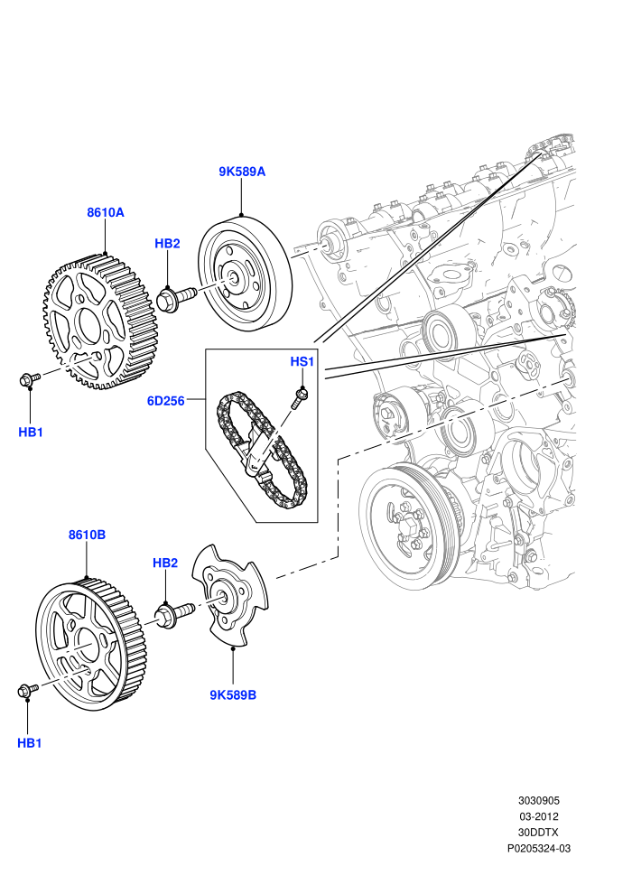 Timing Gear (3.0 V6 Diesel)(Solihull Plant Build,Upper)((V)FROMAA000001)