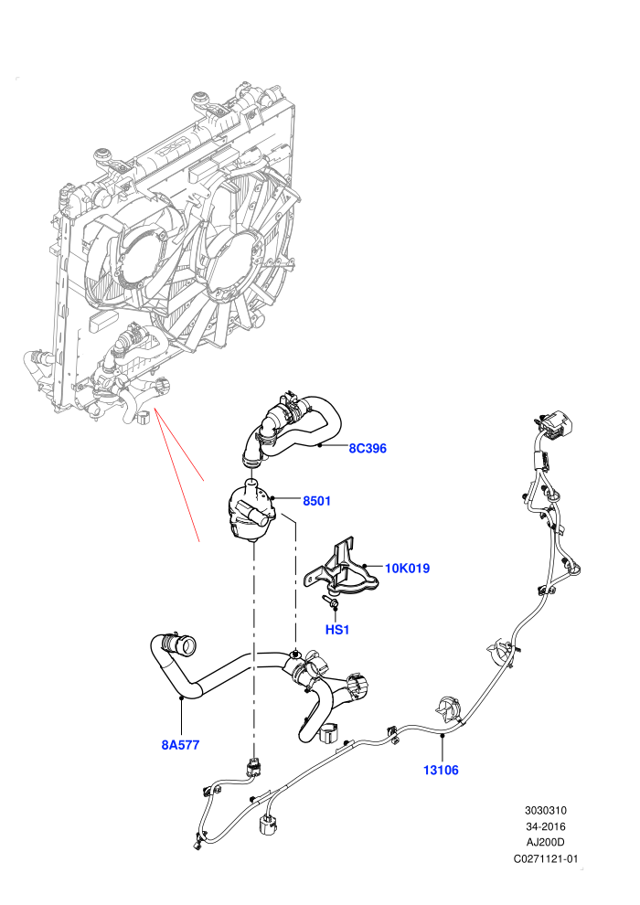 Water Pump (2.0L I4 DSL HIGH DOHC AJ200)(Auxiliary Unit,Solihull Plant Build)((V)FROMHA000001)