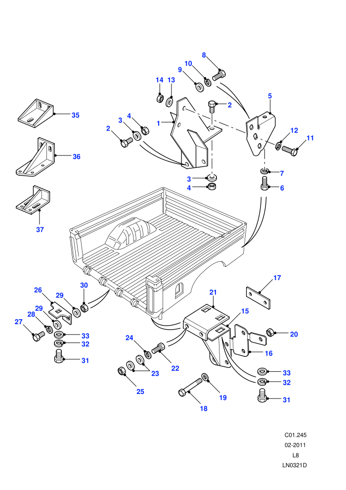Rear Body Lower - Mountings (110&nbsp;Wheelbase,130&nbsp;Wheelbase,Chassis Crew Cab,Crew Cab HCPU,High Capacity Pick Up)((V)FROM7A000001)