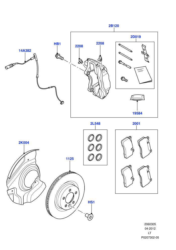 Front Brake Discs And Calipers (5.0L OHC SGDI SC V8 Petrol - AJ133)((V)FROMAA000001)