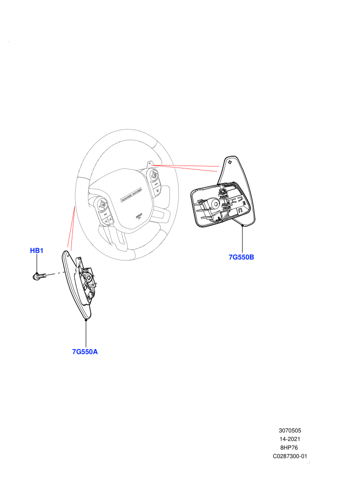 Gear Change-Automatic Transmission (8 Speed Auto Trans ZF 8HP76,Paddle Shift,Paddle shift - Aluminium,Paddle Shift - Noble)(Steering Wheel)((V)FROMKA000001)