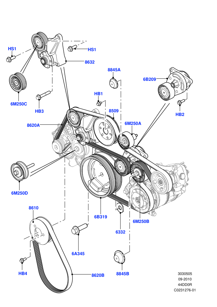 Pulleys And Drive Belts (4.4L DOHC DITC V8 Diesel)((V)FROMBA000001)