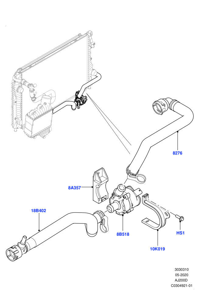 Water Pump (2.0L AJ20D4 Diesel Mid PTA,Itatiaia (Brazil))(Auxiliary Unit)((V)FROMLT000001)