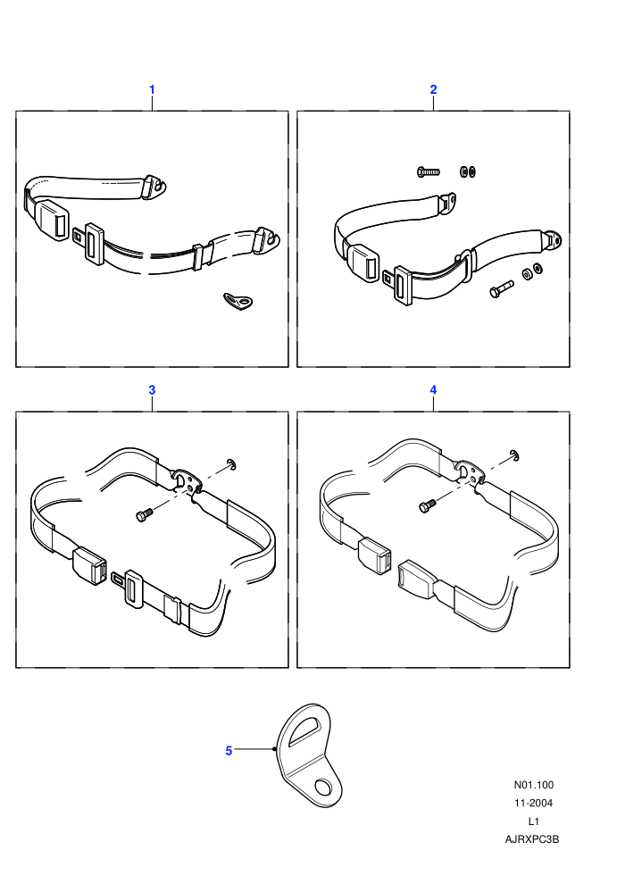 Rear Seat Belt-Forward Facing-Centre (110,130 Wheelbase)