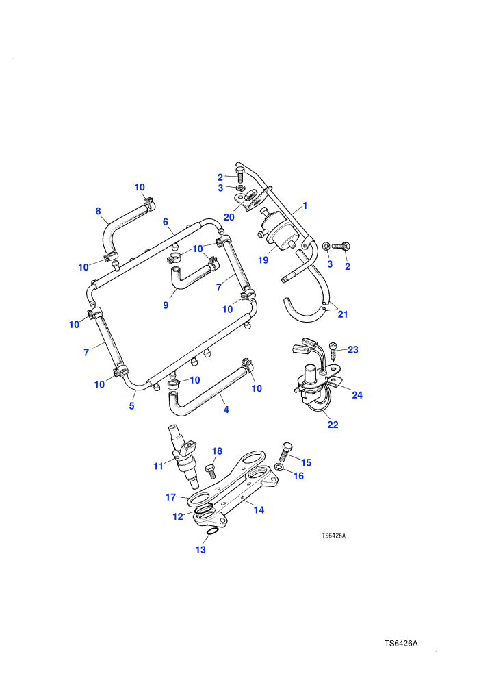 Injectors & Pipes-Non Catalyst (Less Catalyst,Petrol V8 L/R EFI)