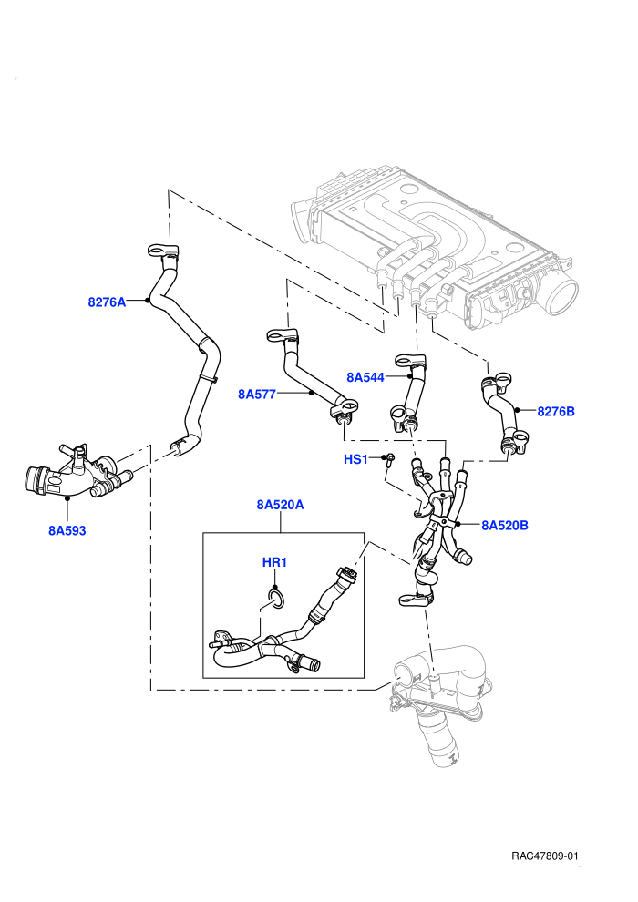 Cooling System Pipes And Hoses (3.0L AJ20D6 Diesel High)((V)FROMS2000001)