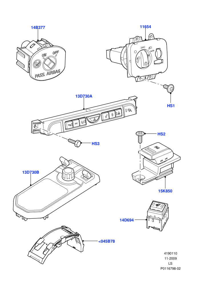 Switches (])(Facia And Console)((V)TO9A999999)