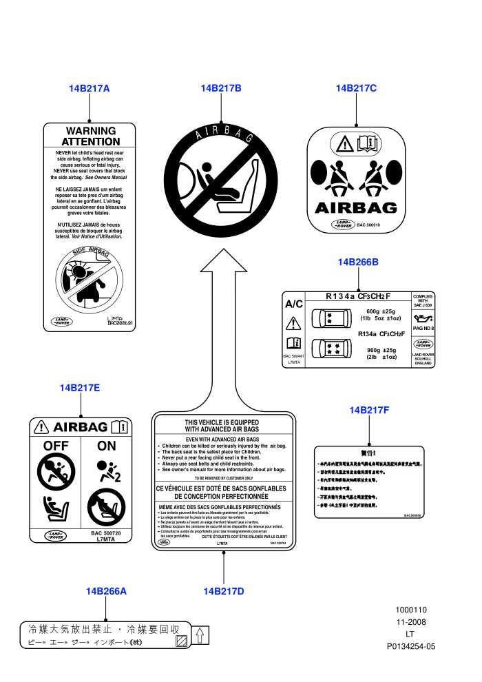 Labels (For Air Bag / Air Conditioning)((V)TO9A999999)