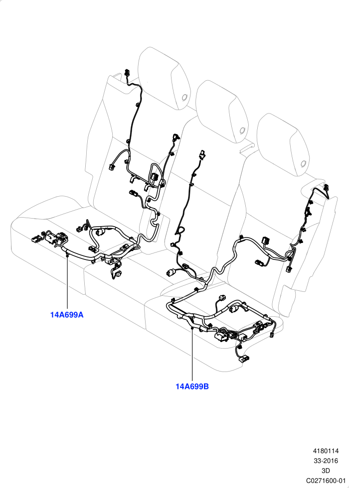 Wiring - Seats (With Manual Rear Seat Recliner,With Power Rear Seat Recliner)(2nd Row,Rear Seats,Solihull Plant Build)((V)FROMHA000001)