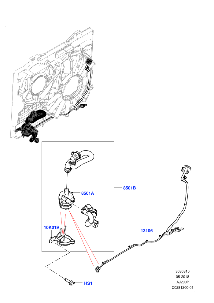 Water Pump (2.0L I4 High DOHC AJ200 Petrol)(Auxiliary Unit,Solihull Plant Build)((V)FROMJA000001)