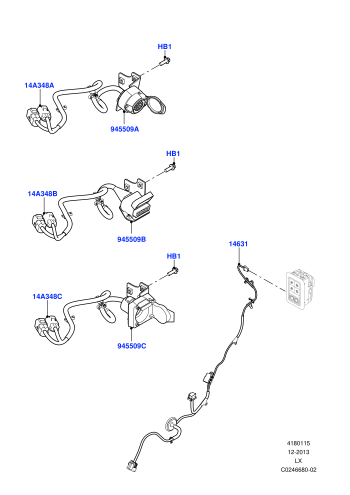 Electrical Wiring - Body And Rear (Tow Hitch Elec Deployable Swan Neck,Tow Hitch Multi Height Swan Neck,Tow Hitch Receiver 12 Pin Elec,Tow Hitch Receiver NAS)(Towing)