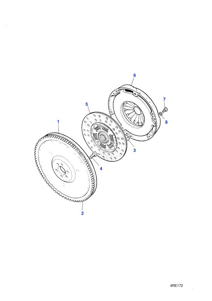 Flywheel & Clutch (Manual Transmission,Petrol V8 L/R EFI)