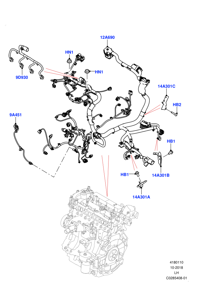 Electrical Wiring - Engine And Dash (2.0L I4 Mid AJ200 Petrol E100,2.0L I4 Mid DOHC AJ200 Petrol,Itatiaia (Brazil))(Engine)((V)FROMJT000001)
