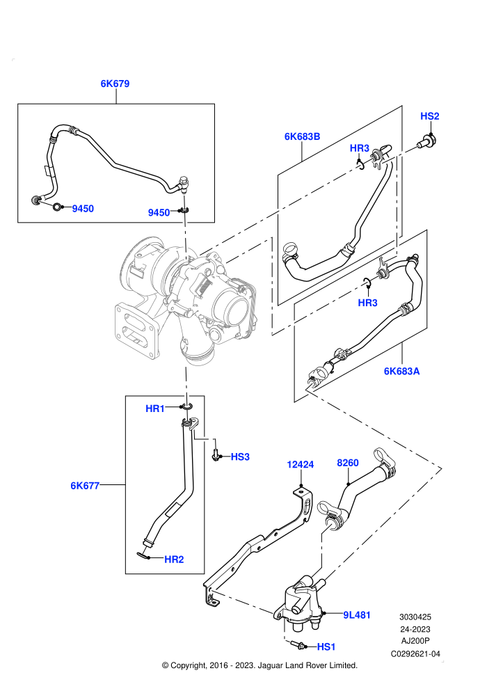 Turbocharger (2.0L AJ20P4 Petrol E100 PTA,2.0L AJ20P4 Petrol High PTA,2.0L AJ20P4 Petrol Mid PTA,Halewood (UK))(Lubrication And Cooling)