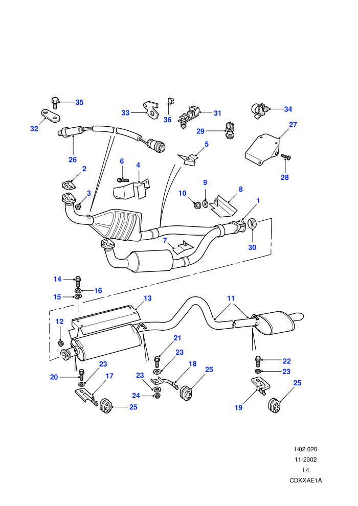 Exhaust System (V8 Petrol,With Catalyst)