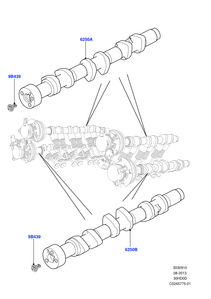 Camshaft (3.0L DOHC GDI SC V6 PETROL)(Solihull Plant Build)((V)FROMEA000001)