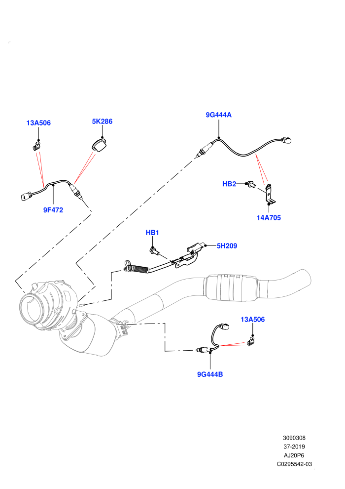 Exhaust Sensors And Modules (3.0L AJ20P6 Petrol High,Beijing 6 Petrol Emission,China N6B (Petrol) - Compliance,EU6D - Final (Petrol) Emission)((V)FROMKA000001)