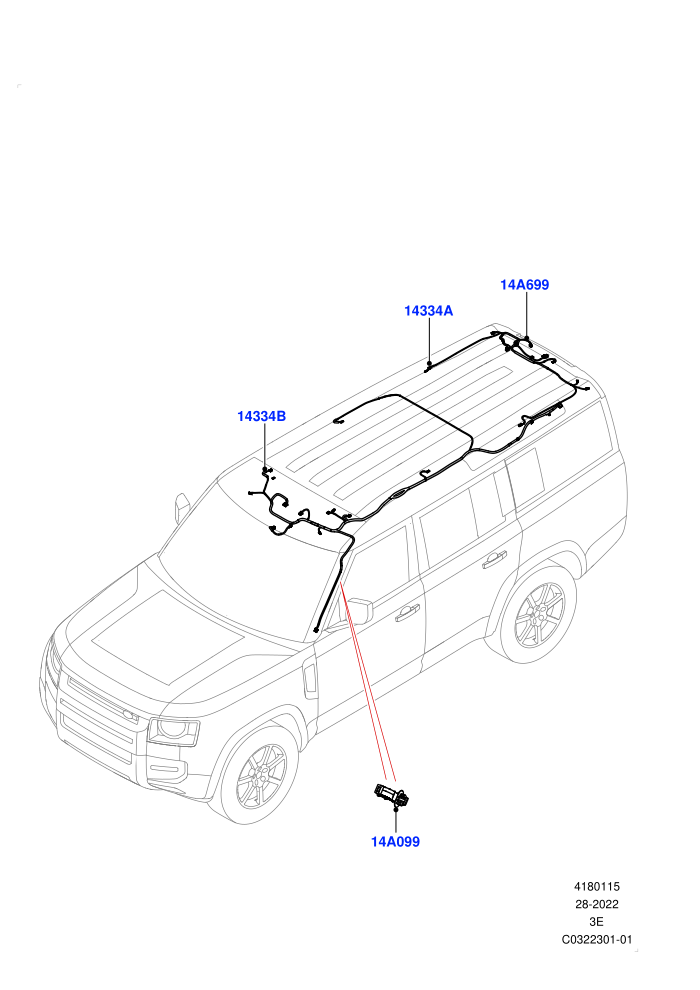 Electrical Wiring - Body And Rear (Long Wheelbase)(Roof)((V)FROMP2000001)