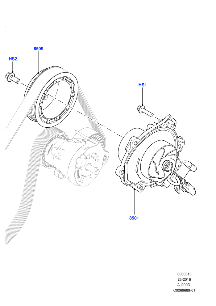 Water Pump (2.0L I4 DSL HIGH DOHC AJ200,2.0L I4 DSL MID DOHC AJ200,Itatiaia (Brazil))((V)FROMGT000001)