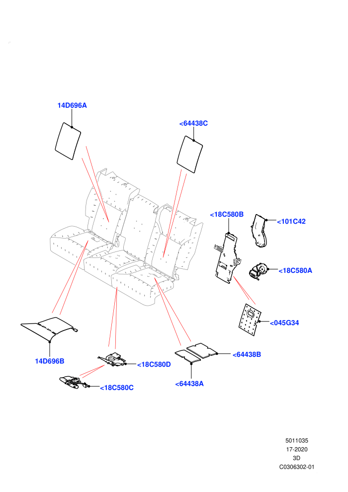 Rear Seat Pads/Valances & Heating (60/40 Load Through With Slide,Version - Core)(Heating,Solihull Plant Build)((V)FROMHA000001)