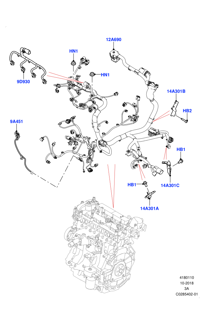 Electrical Wiring - Engine And Dash (2.0L I4 Mid AJ200 Petrol E100,2.0L I4 Mid DOHC AJ200 Petrol,Itatiaia (Brazil))(Engine)((V)FROMJT000001)