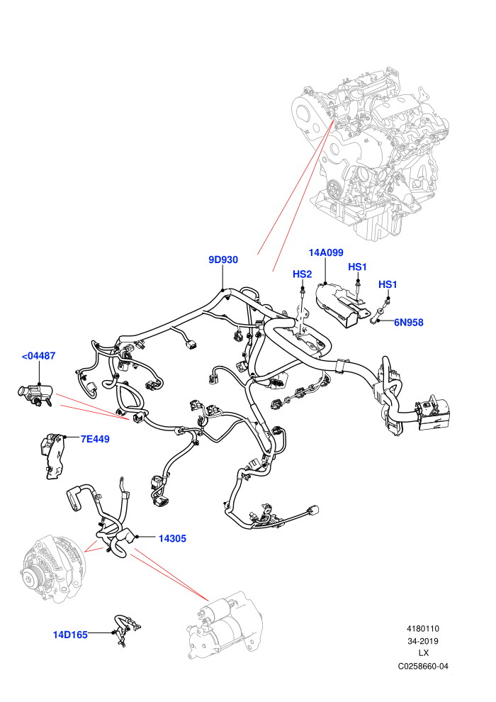 Electrical Wiring - Engine And Dash (3.0 V6 D Gen2 Mono Turbo)((V)FROMFA000001)