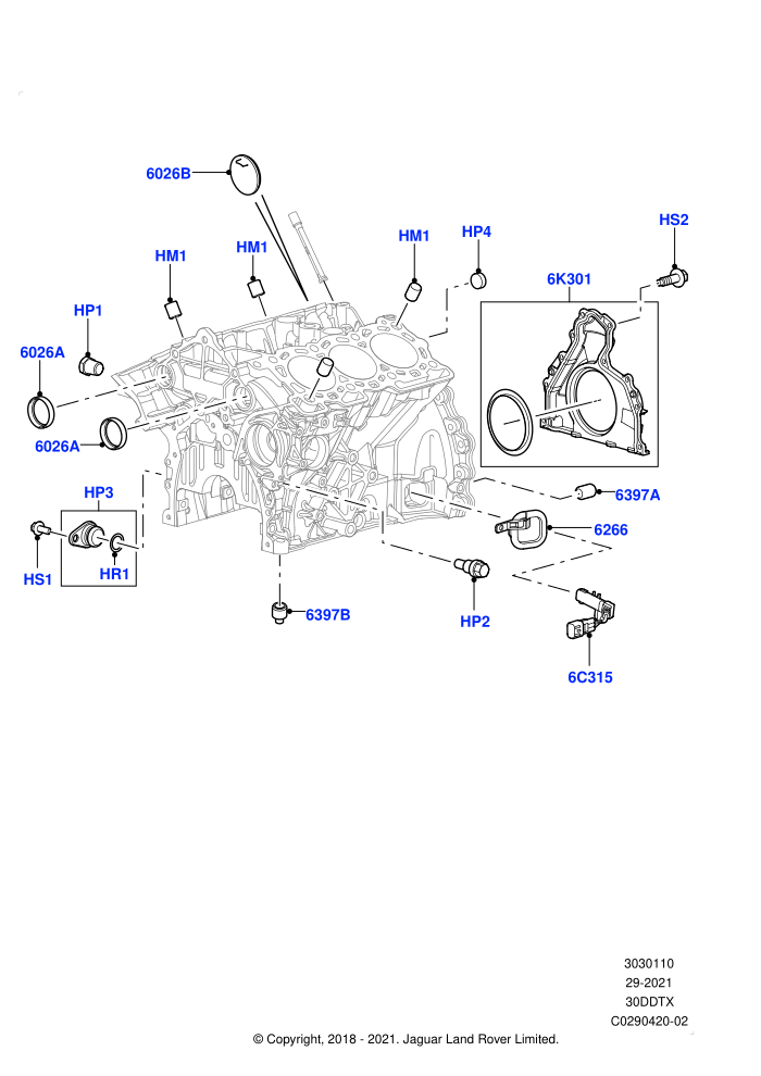 Cylinder Block And Plugs (3.0 V6 Diesel)(Nitra Plant Build)((V)FROMK2000001)